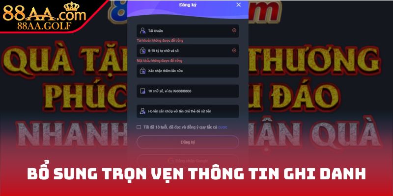 Bổ sung trọn vẹn thông tin ghi danh